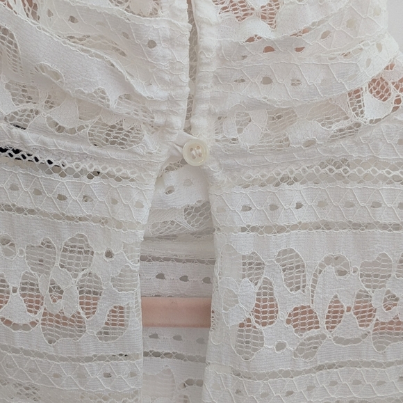 Sandro NWT White Hamia Floral High Neck Lace Top Women's Size Large(3) - Picture 12 of 13